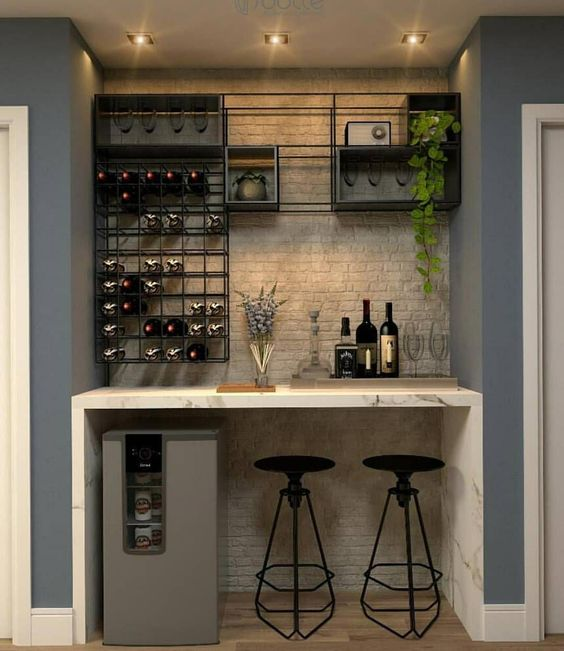 Modern Bar Counter At Home Design with Simple Decor