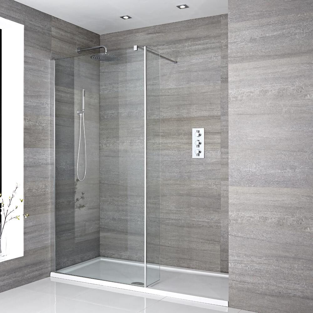 Walk-in shower in bathroom