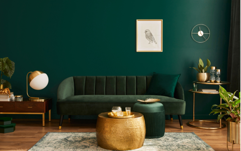Green Two Colour Combination For Living Room