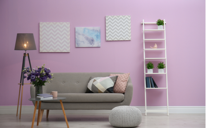 Purple and Grey Living Room