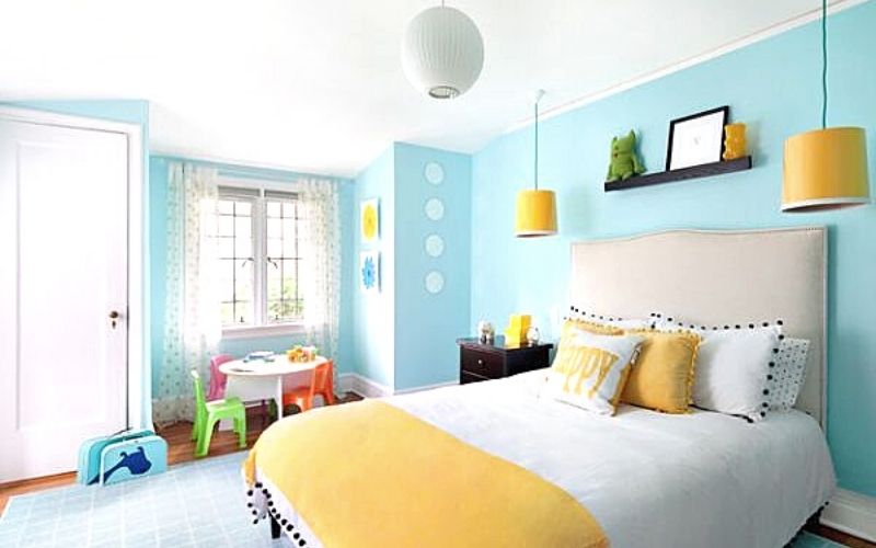 Daffodil and Teal Bedroom Color