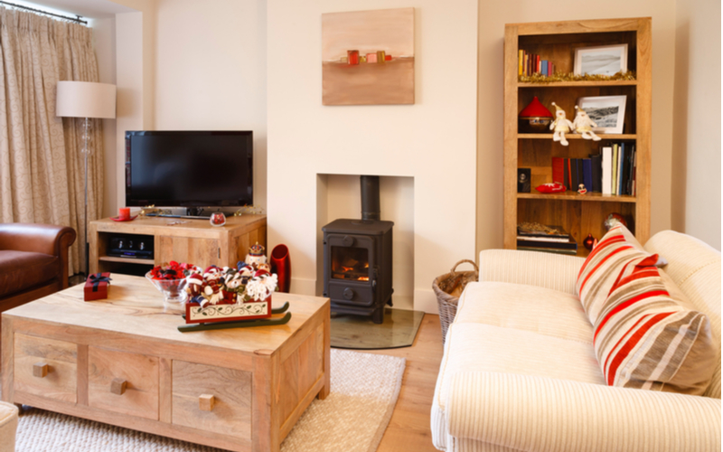 Red and Beige Living Room