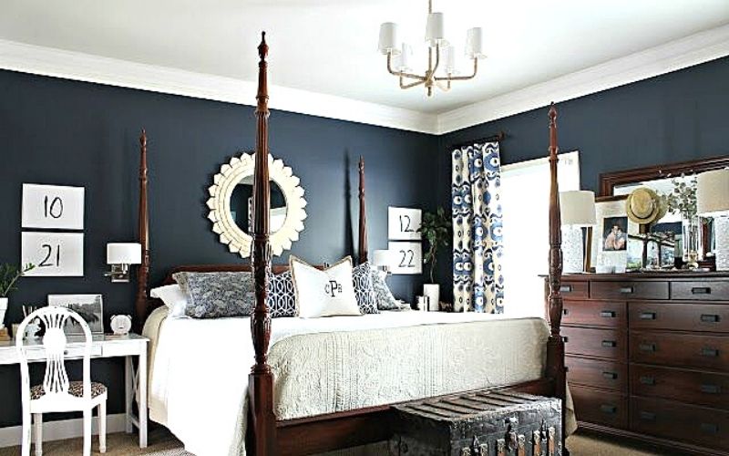Blue and Sandstone Bedroom Color