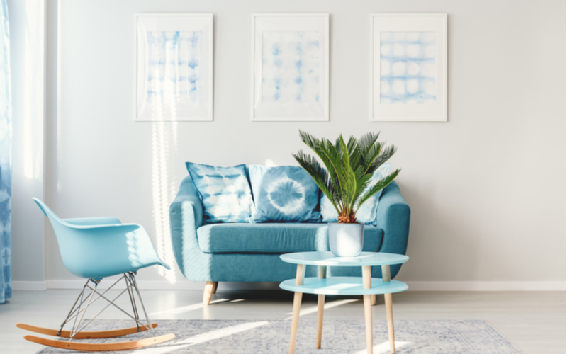 Blue and White Living Room