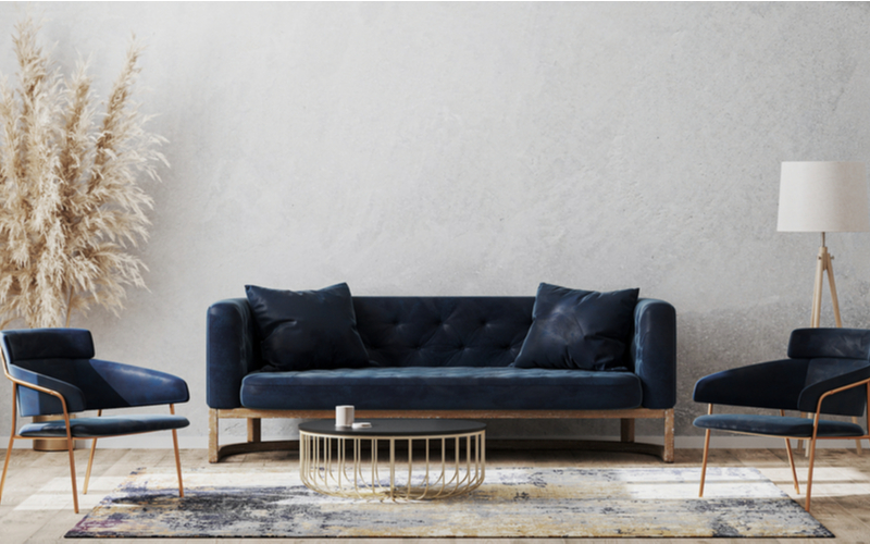 Grey and Deep Blue Living Room