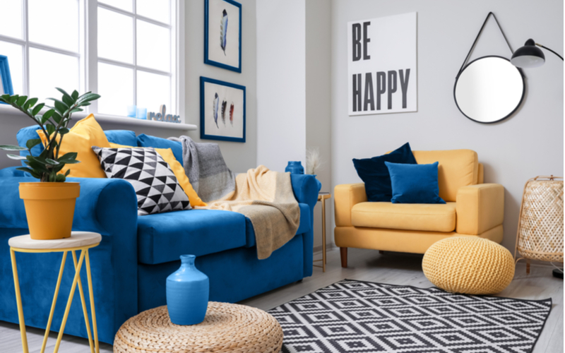 Blue and Yellow Living Room