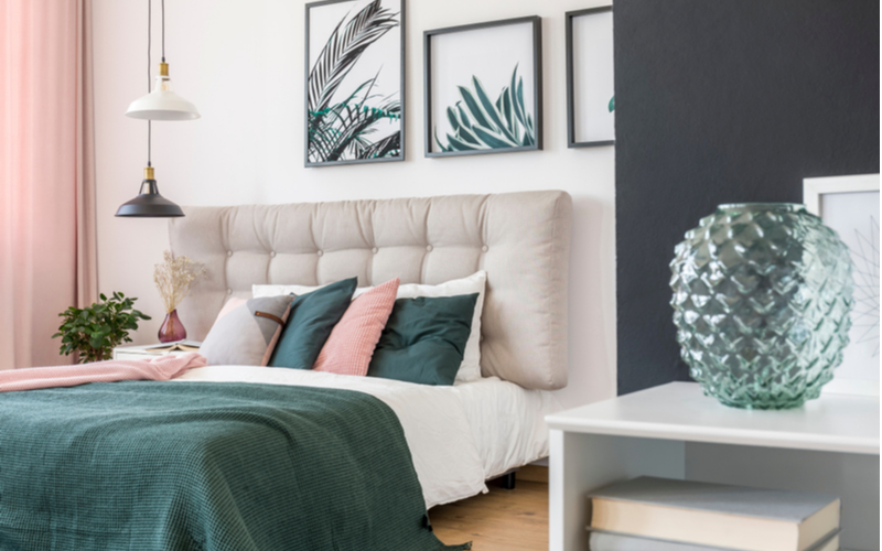 Green, White and Black Bedroom Color