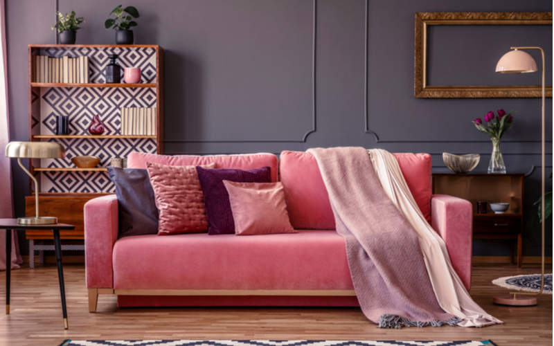 Pink and Grey Living Room