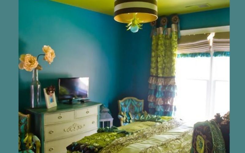 Chartreuse and Teal Bedroom Color