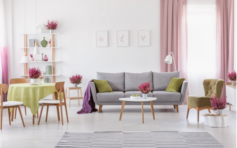 Red Pink and Olive Living Room