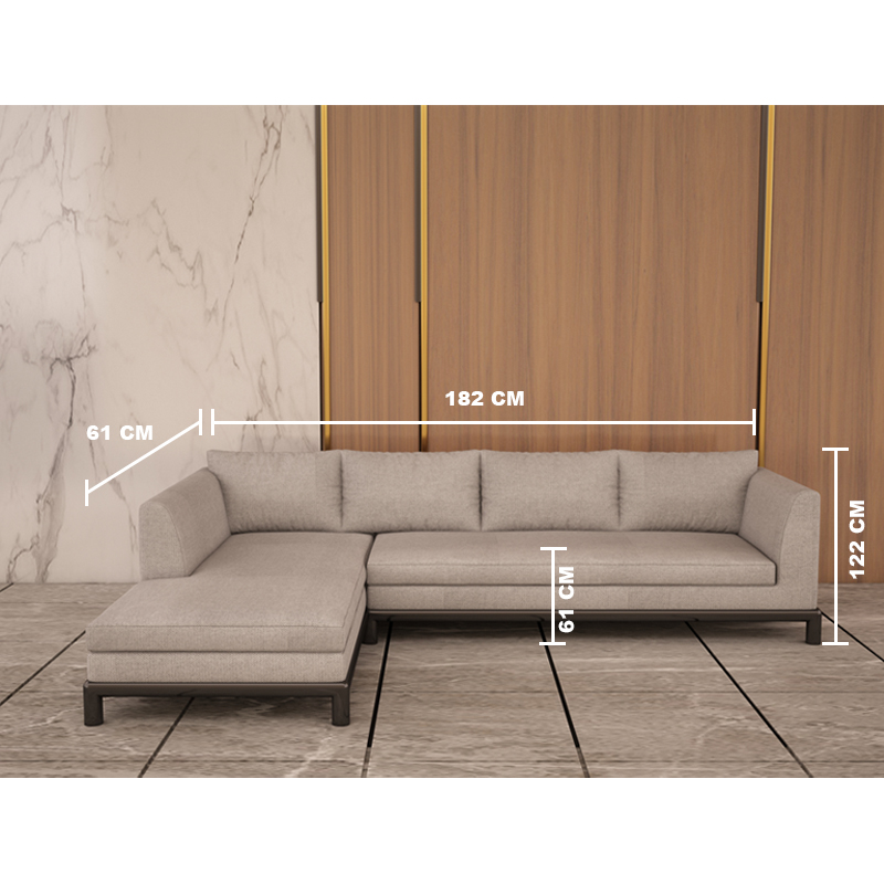 L Shaped 4 Seater Corner Sofa Beige