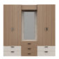 Wardrobe With 4 Swing Doors & Drawers – Teakwood & White Finish - In Kolkata