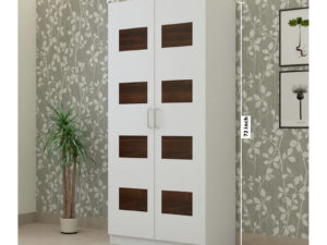 2 Door Swing Wardrobe in Chequered Ivory White and Wenge Finish