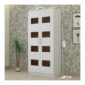 2 Door Swing Wardrobe in Chequered Ivory White and Wenge Finish
