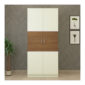2 Door Swing Contemporary Wardrobe in Ivory White and Jungle Wood Gloss Finish