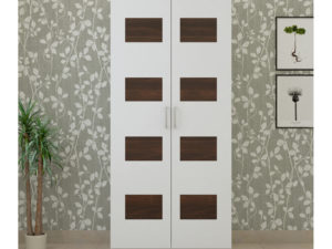 2 Door Swing Wardrobe in Chequered Ivory White and Wenge Finish