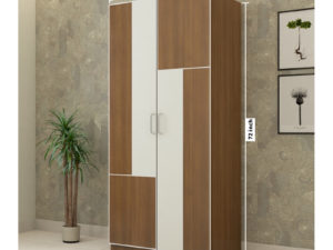 2 Door Wardrobe in Jungle Teak & Ivory White Finish