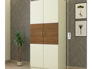 2 Door Swing Contemporary Wardrobe in Ivory White and Jungle Wood Gloss Finish