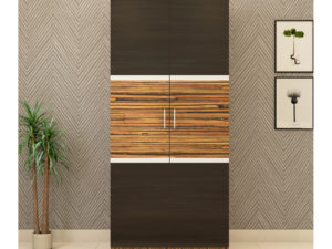 Moonwalker 2 Door Swing Wardrobe in Grainy Brown Gloss and Dark Chestnut Finish