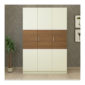 3 Door Swing Contemporary Wardrobe in Ivory White and Jungle Wood Gloss Finish