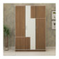 3 Door Wardrobe in Jungle Teak & Ivory White Finish