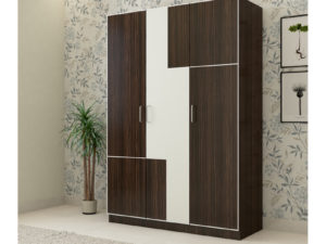 3 Door Wardrobe in Dark Walnut and Ivory White finish