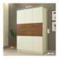 3 Door Swing Contemporary Wardrobe in Ivory White and Jungle Wood Gloss Finish