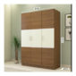 3 Door Swing Classic Wardrobe in Ivory White and Jungle Wood Gloss Finish