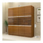 4 Door Wardrobe in Glossy Jungle Teak and Dark Jungle Wood Finish