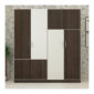 4 Door Wardrobe in Dark Walnut & Ivory White Finish
