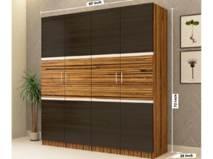 Moonwalker 3 Door Swing Wardrobe in Grainy Brown Gloss and Dark Chestnut Finish