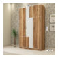 3 Door Wardrobe in Natural Wood and Ivory WhiteFinish