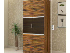 2 Door Swing Wardrobe in Grainy Brown Gloss and Wenge Finish