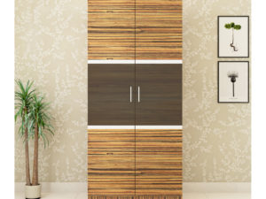 2 Door Swing Wardrobe in Grainy Brown Gloss and Wenge Finish