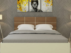 Callum Bed in Ivory White And Jungle Wood Finish