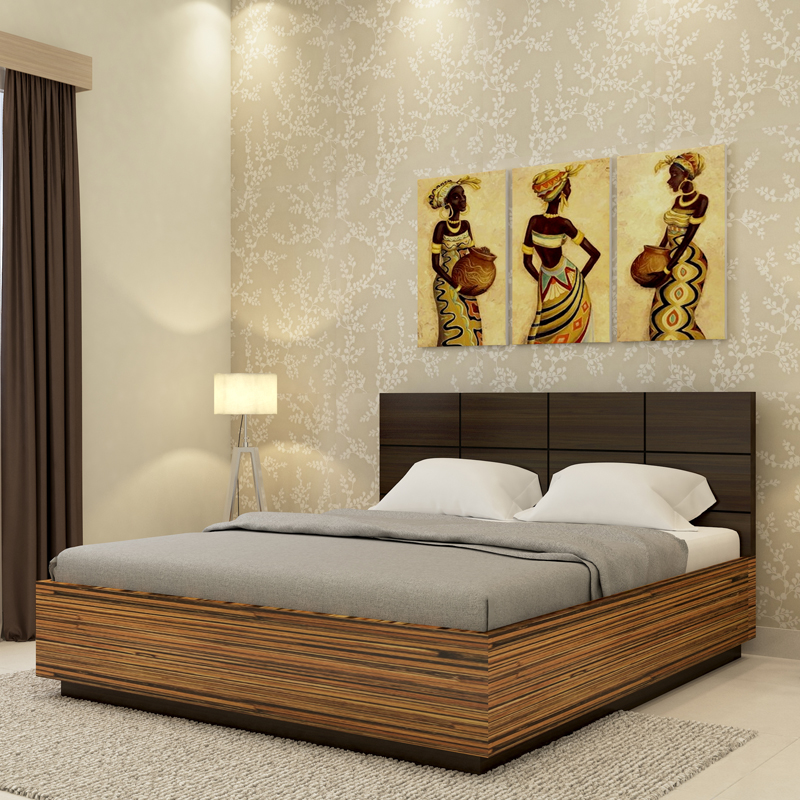 Callum Bed in Grainy Brown Gloss & Wenge Finish